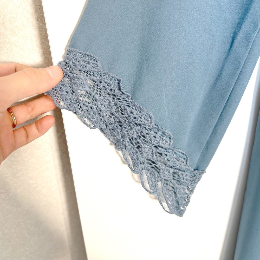 Blue ASTR the Label XS Lace Chiffon Mini Shift Dress 3/4 Fairycore Whimsy Boho - Picture 3 of 7